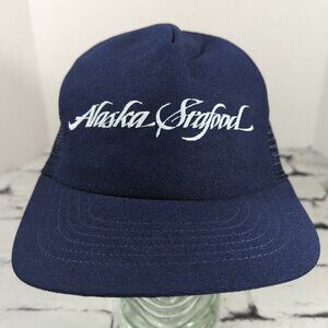 Alaska Seafood Navy Blue Vintage Snapback Trucker Hat Cap